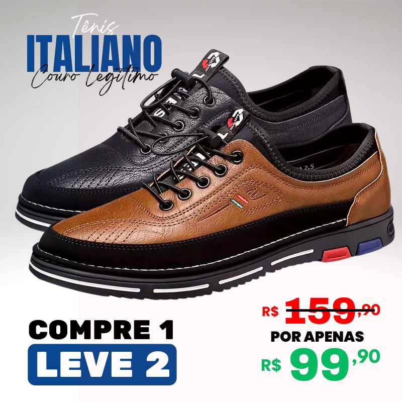[COMPRE 1 LEVE 2] Tênis Ortopédico Italiano de Couro Legitimo (EM LIQUIDAÇÃO 2025)